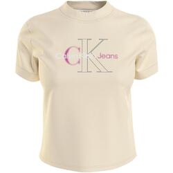vaatteet Naiset Lyhythihainen t-paita Calvin Klein Jeans  Beige