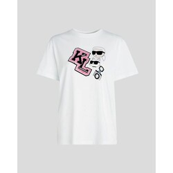 vaatteet Naiset T-paidat & Poolot Karl Lagerfeld 240W1727 OVERSIZED IKONIK VARSITY TEE Valkoinen