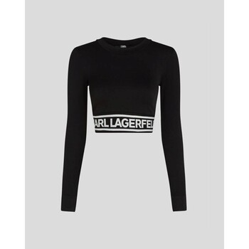 vaatteet Naiset Neulepusero Karl Lagerfeld 240W1716 SEAMLESS LOGO Musta