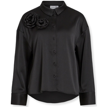 vaatteet Naiset Topit / Puserot Vila Medina Rose Shirt L/S - Black Musta