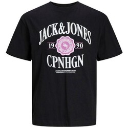 vaatteet Miehet Lyhythihainen t-paita Jack & Jones 12251899 JORLUCCA Musta