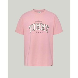 vaatteet Miehet Lyhythihainen t-paita Tommy Hilfiger DM0DM18287 Vaaleanpunainen