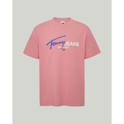 vaatteet Miehet Lyhythihainen t-paita Tommy Hilfiger DM0DM18572TIC Vaaleanpunainen