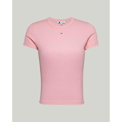 vaatteet Naiset T-paidat & Poolot Tommy Hilfiger DW0DW17383THA Vaaleanpunainen