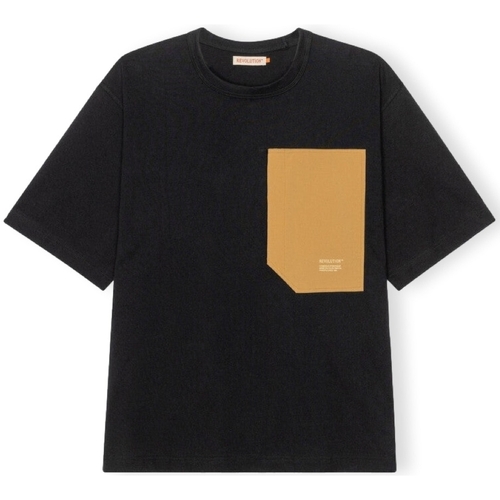 vaatteet Miehet T-paidat & Poolot Revolution T-Shirt Oversize 1361 - Black Keltainen