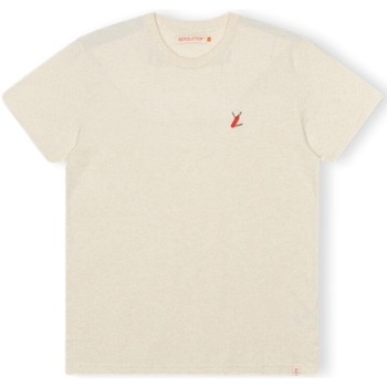 vaatteet Miehet T-paidat & Poolot Revolution T-Shirt Regular 1343 SUR - Off-White/Melange Valkoinen