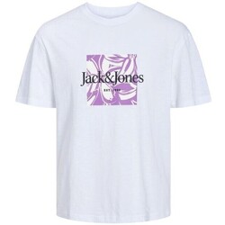 vaatteet Miehet Lyhythihainen t-paita Jack & Jones 12250436 JORLAFAYETTE Valkoinen
