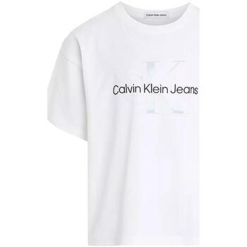 vaatteet Tytöt Lyhythihainen t-paita Calvin Klein Jeans  Valkoinen