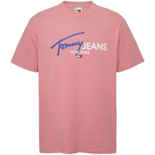 vaatteet Miehet Lyhythihainen t-paita Tommy Hilfiger  Vaaleanpunainen