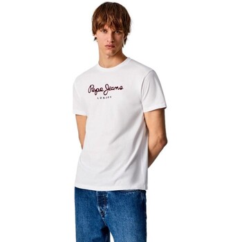 vaatteet Miehet Lyhythihainen t-paita Pepe jeans CAMISETA CASUAL HOMBRE EGGO   PM508208 Valkoinen