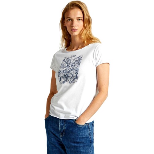 vaatteet Naiset Lyhythihainen t-paita Pepe jeans CAMISETA MUJER JURY   PL505829 Valkoinen