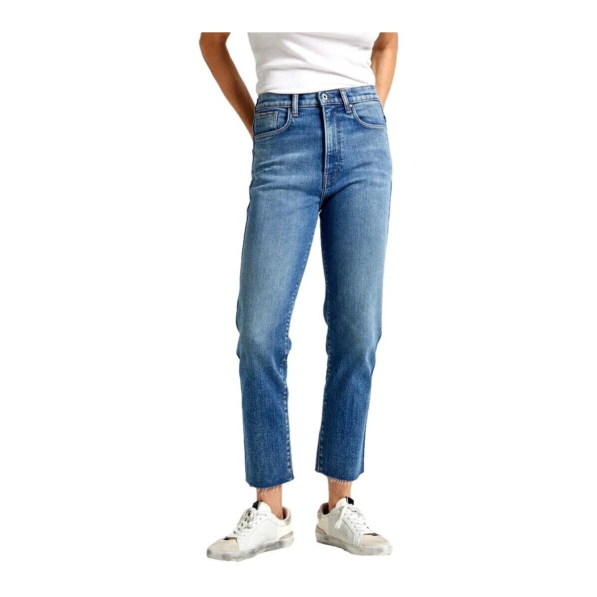 vaatteet Naiset Farkut Pepe jeans VAQUERO MUJER SLIM CROP TIRO ALTO   PL204690RI1 Sininen