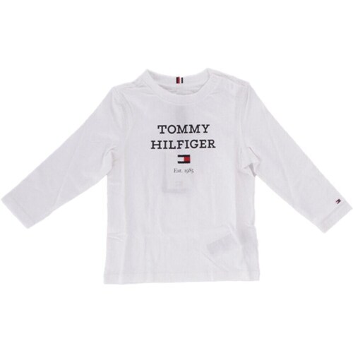 vaatteet Pojat T-paidat pitkillä hihoilla Tommy Hilfiger KB0KB08672 Valkoinen