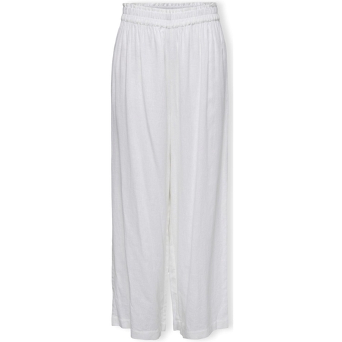 vaatteet Naiset Housut Only Noos Tokyo Linen Trousers - Bright White Valkoinen