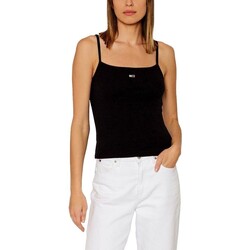 vaatteet Naiset Hihattomat paidat / Hihattomat t-paidat Tommy Jeans TOP MUJER   ESSENTIAL DW0DW17381 Musta