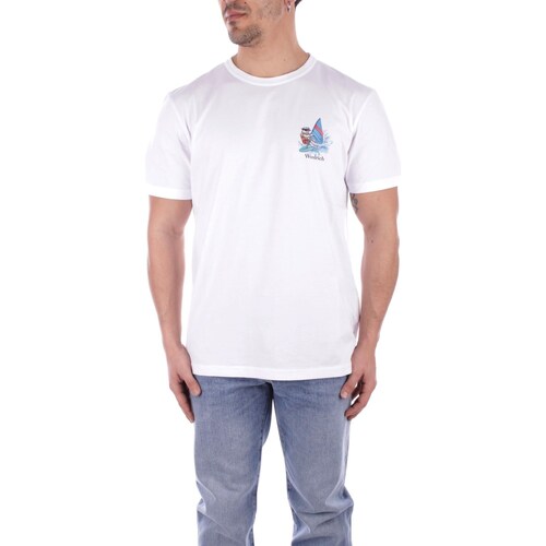 vaatteet Miehet Lyhythihainen t-paita Woolrich CFWOTE0128MRUT2926 Valkoinen