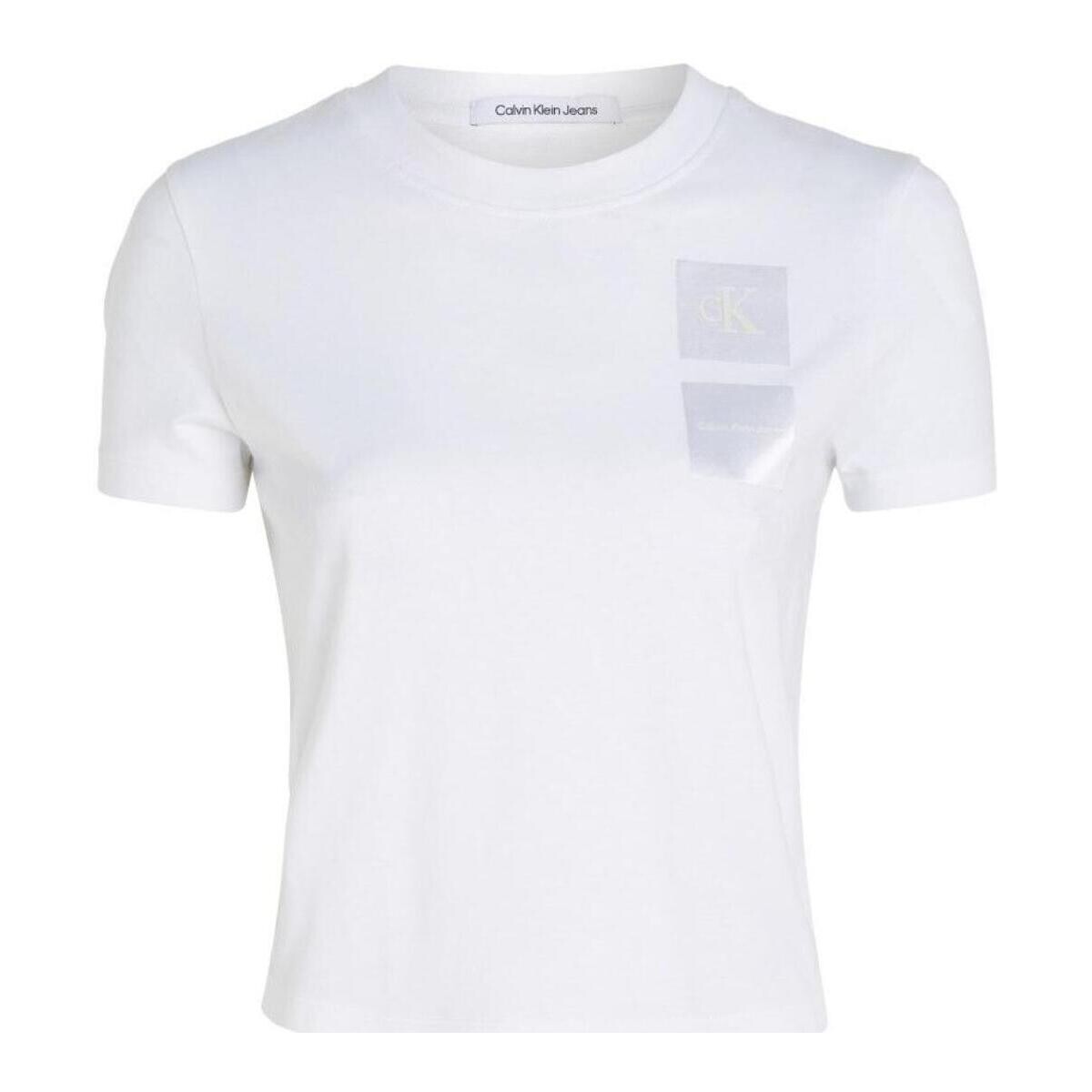 vaatteet Naiset Lyhythihainen t-paita Calvin Klein Jeans  Valkoinen
