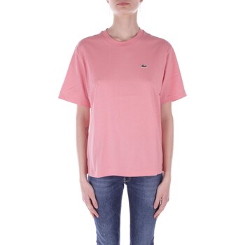 vaatteet Naiset Lyhythihainen t-paita Lacoste TF7215 Vaaleanpunainen