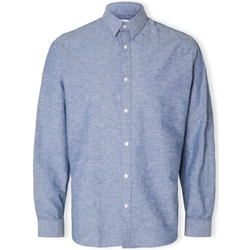 vaatteet Miehet Pitkähihainen paitapusero Selected Noos Slimnew-linen Shirt L/S - Medium Blue Denim Sininen