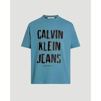 vaatteet Miehet Lyhythihainen t-paita Calvin Klein Jeans J30J324648 Sininen