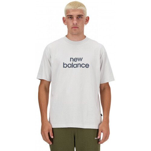 vaatteet Miehet T-paidat & Poolot New Balance Sport essentials linear t-shirt Valkoinen