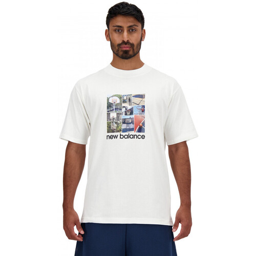 vaatteet Miehet T-paidat & Poolot New Balance Hoops graphic t-shirt Valkoinen