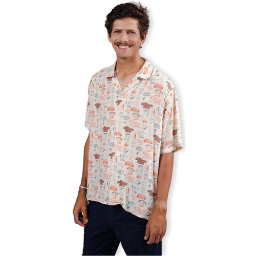 vaatteet Miehet Pitkähihainen paitapusero Brava Fabrics Buffet Aloha Shirt - Sand Valkoinen