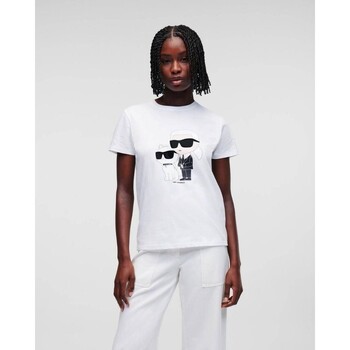 vaatteet Naiset T-paidat & Poolot Karl Lagerfeld 230W1704 IKONIC 2.0 Valkoinen
