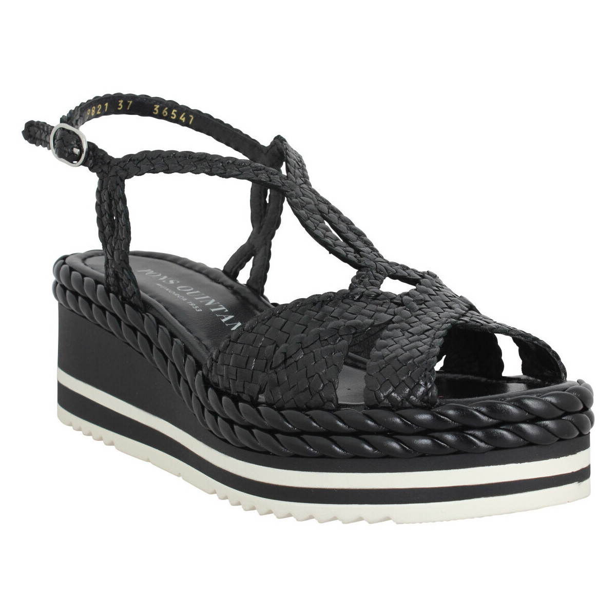 kengät Naiset Sandaalit ja avokkaat Pon´s Quintana 9821 Cuir Tresse Femme Noir Musta