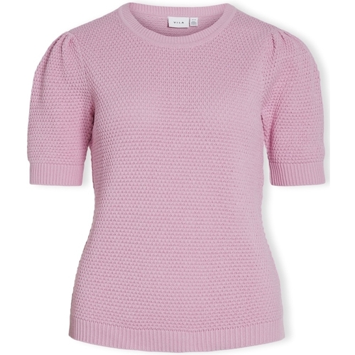 vaatteet Naiset Topit / Puserot Vila Noos Dalo Knit  S/S - Pastel Lavender Vaaleanpunainen