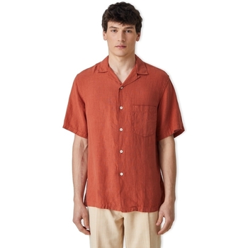 Portuguese Flannel Linen Camp Collar Shirt - Terracota Punainen