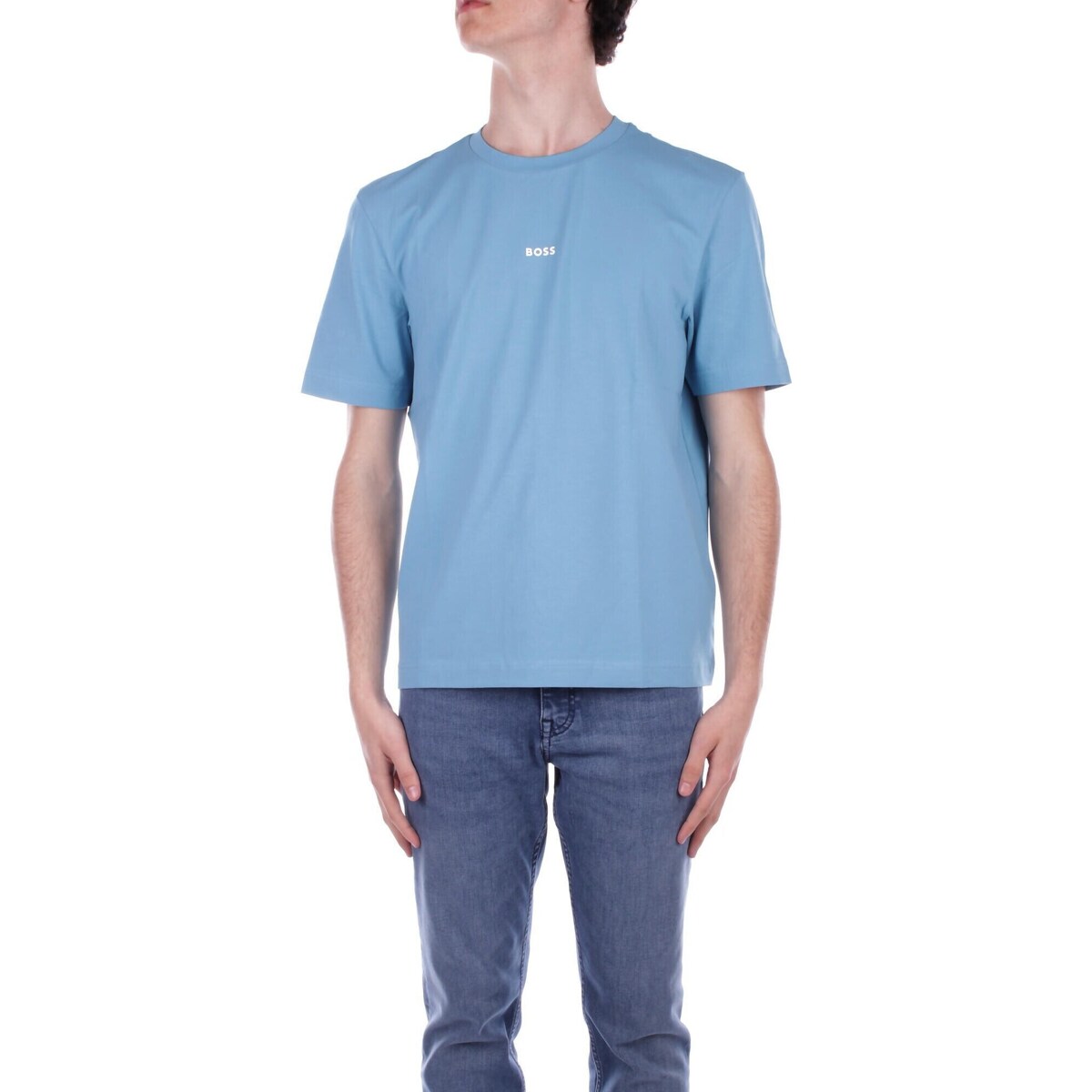 vaatteet Miehet Lyhythihainen t-paita BOSS 50473278 Sininen