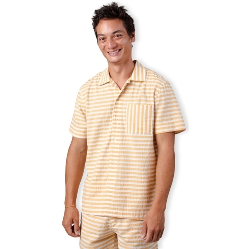 vaatteet Miehet Pitkähihainen paitapusero Brava Fabrics Stripes Overshirt - Sand Keltainen