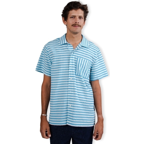 vaatteet Miehet Pitkähihainen paitapusero Brava Fabrics Stripes Shirt - Blue Valkoinen