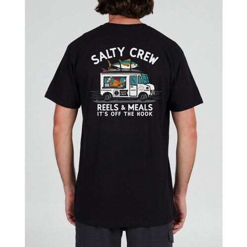 vaatteet Miehet T-paidat & Poolot Salty Crew Reels & meals premium s/s tee Musta