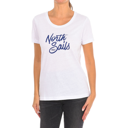 vaatteet Naiset Lyhythihainen t-paita North Sails 9024300-101 Valkoinen