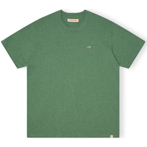 vaatteet Miehet T-paidat & Poolot Revolution T-Shirt Loose 1366 GIR - Dust Green Melange Vihreä