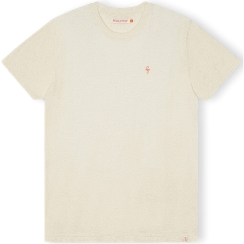 vaatteet Miehet T-paidat & Poolot Revolution T-Shirt Regular 1364 FLA - Off White/Mel Valkoinen