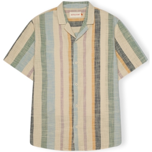 vaatteet Miehet Pitkähihainen paitapusero Revolution Cuban Shirt S/S 3918 - Dustgreen Monivärinen