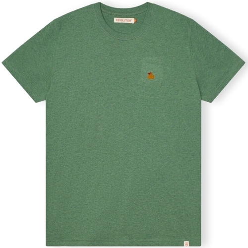 vaatteet Miehet T-paidat & Poolot Revolution T-Shirt Regular 1368 DUC - Dustgreen Melange Vihreä