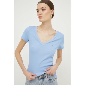 vaatteet Naiset T-paidat & Poolot Tommy Jeans DW0DW17385 Sininen