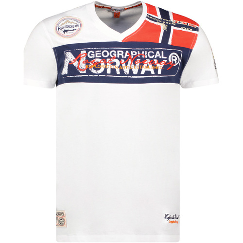vaatteet Miehet Lyhythihainen t-paita Geographical Norway SX1130HGN-White Valkoinen