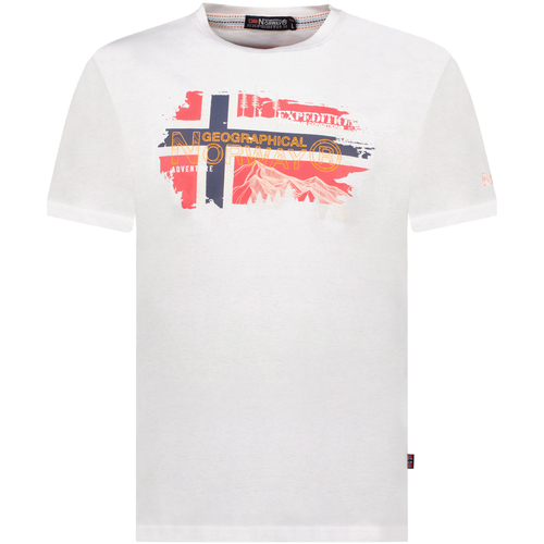 vaatteet Miehet Lyhythihainen t-paita Geographical Norway SY1366HGN-White Valkoinen