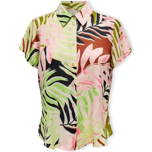 vaatteet Naiset Topit / Puserot Only Shaila Shirt S/S - Tropical Peach Monivärinen