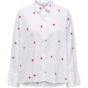 Only New Lina Grace Shirt L/S - Bright White/Heart Valkoinen