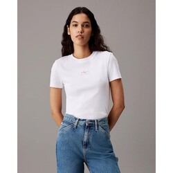vaatteet Naiset T-paidat & Poolot Calvin Klein Jeans J20J223552 Valkoinen