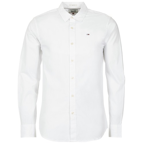 vaatteet Miehet Pitkähihainen paitapusero Tommy Jeans TJM ORIGINAL STRETCH SHIRT Valkoinen