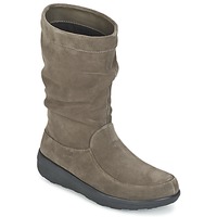 kengät Naiset Bootsit FitFlop LOAF SLOUCHY KNEE BOOT SUEDE Taupe