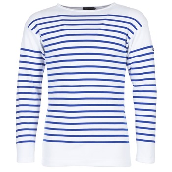 vaatteet Miehet T-paidat pitkillä hihoilla Armor Lux DISJON Valkoinen / Sininen