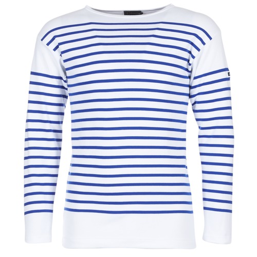 vaatteet Miehet T-paidat pitkillä hihoilla Armor Lux DISJON Valkoinen / Sininen